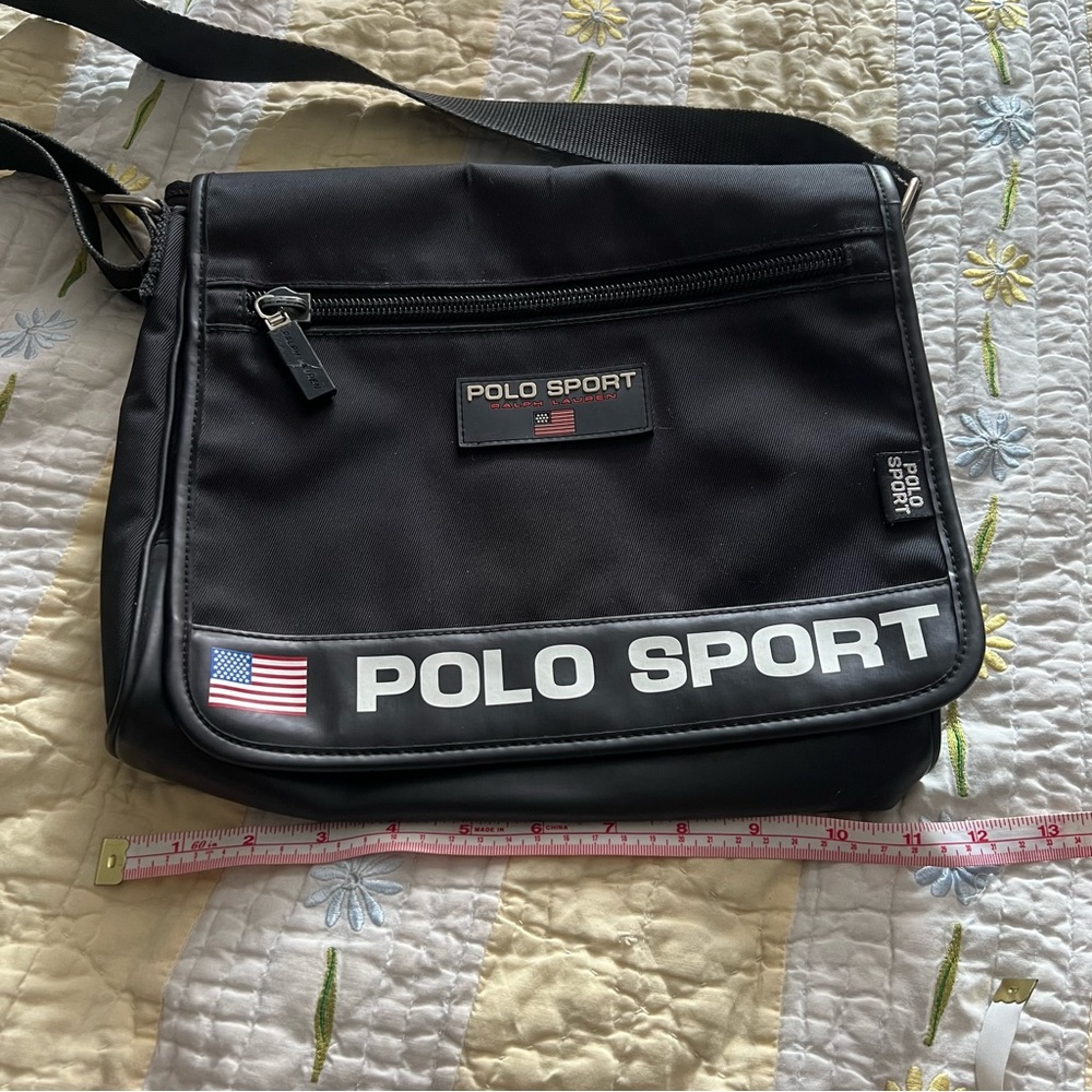 Vintage 90s Ralph Lauren Polo Sport Black Messenger Bag - Picture 9 of 10